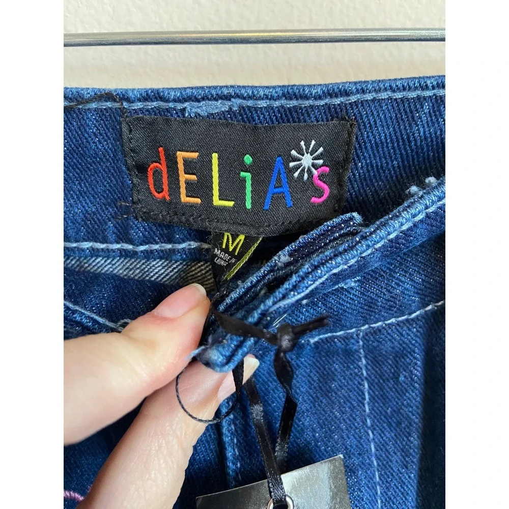 Delias Embroidered Flower‎ Wide Leg Jeans Denim Blue Size Medium - Picture 3 of 7